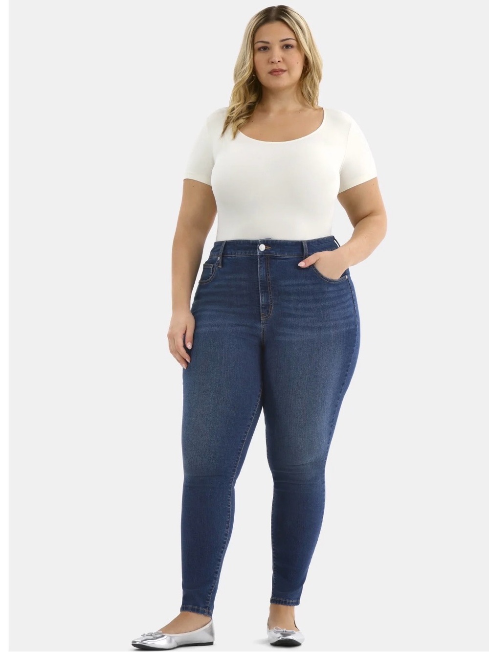 TERRA & SKY Dark Blue High-Rise Skinny Jeans